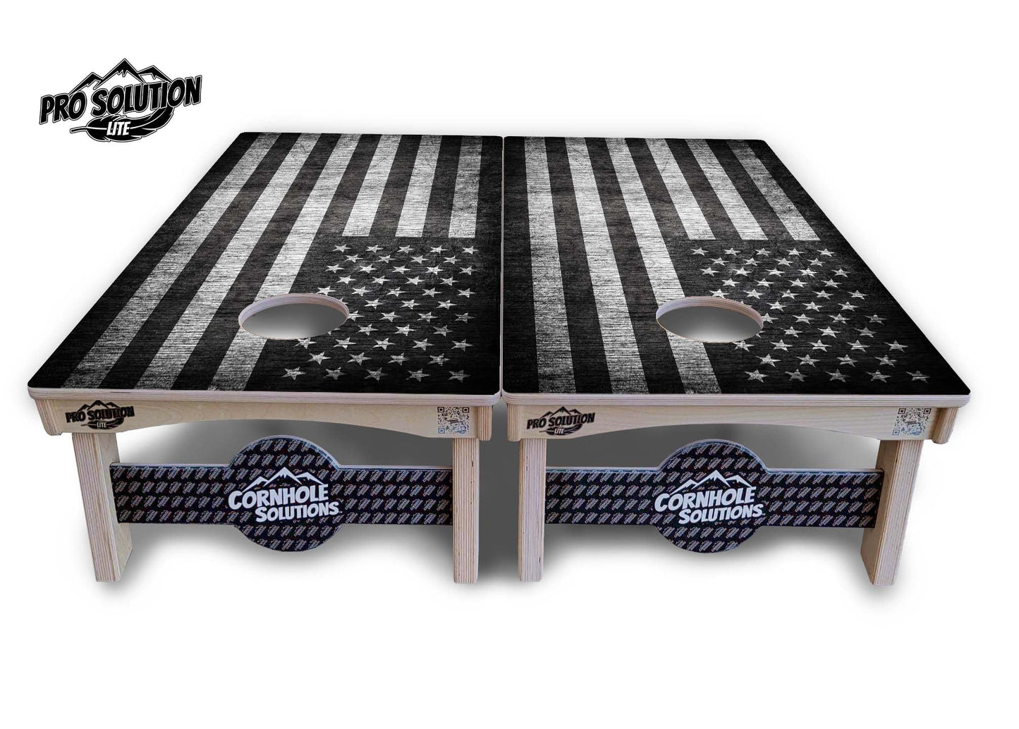 Monochrome Flag Cornhole Boards - Pro Solution Lite Series
