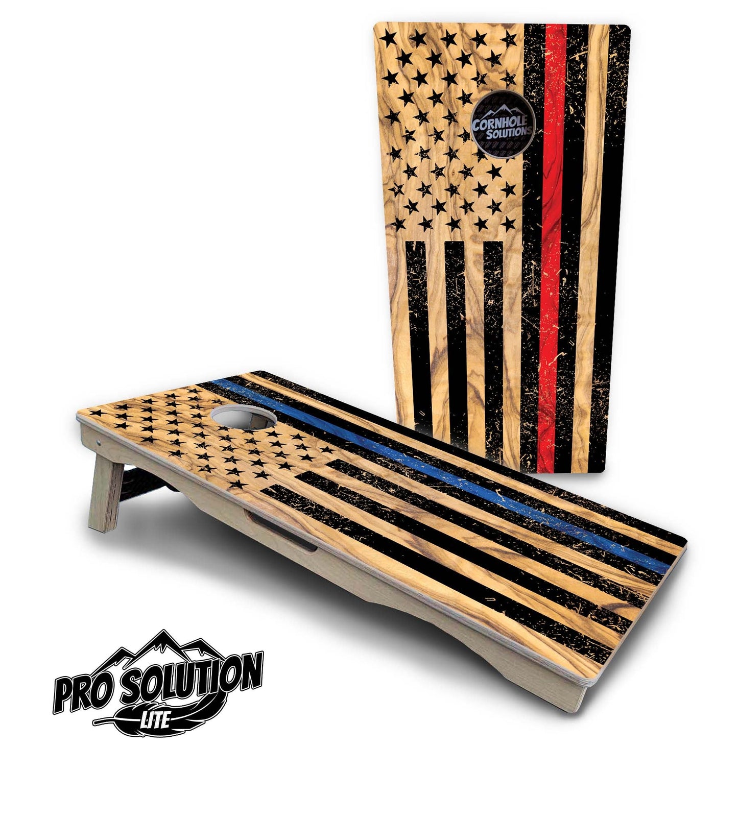 Light Wood Flag Cornhole Boards - Pro Solution Lite Series
