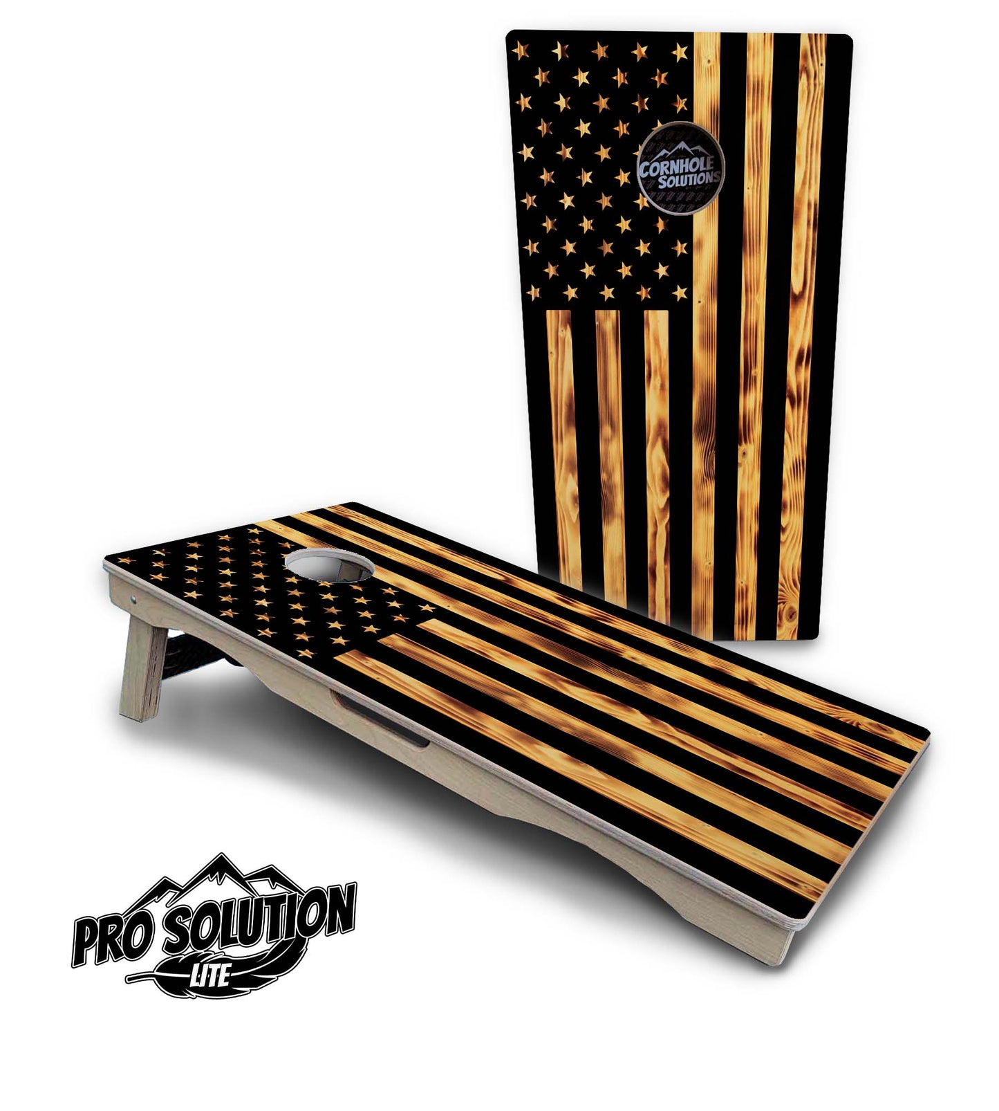 Burnt Flag Cornhole Boards - Pro Solution Lite Series