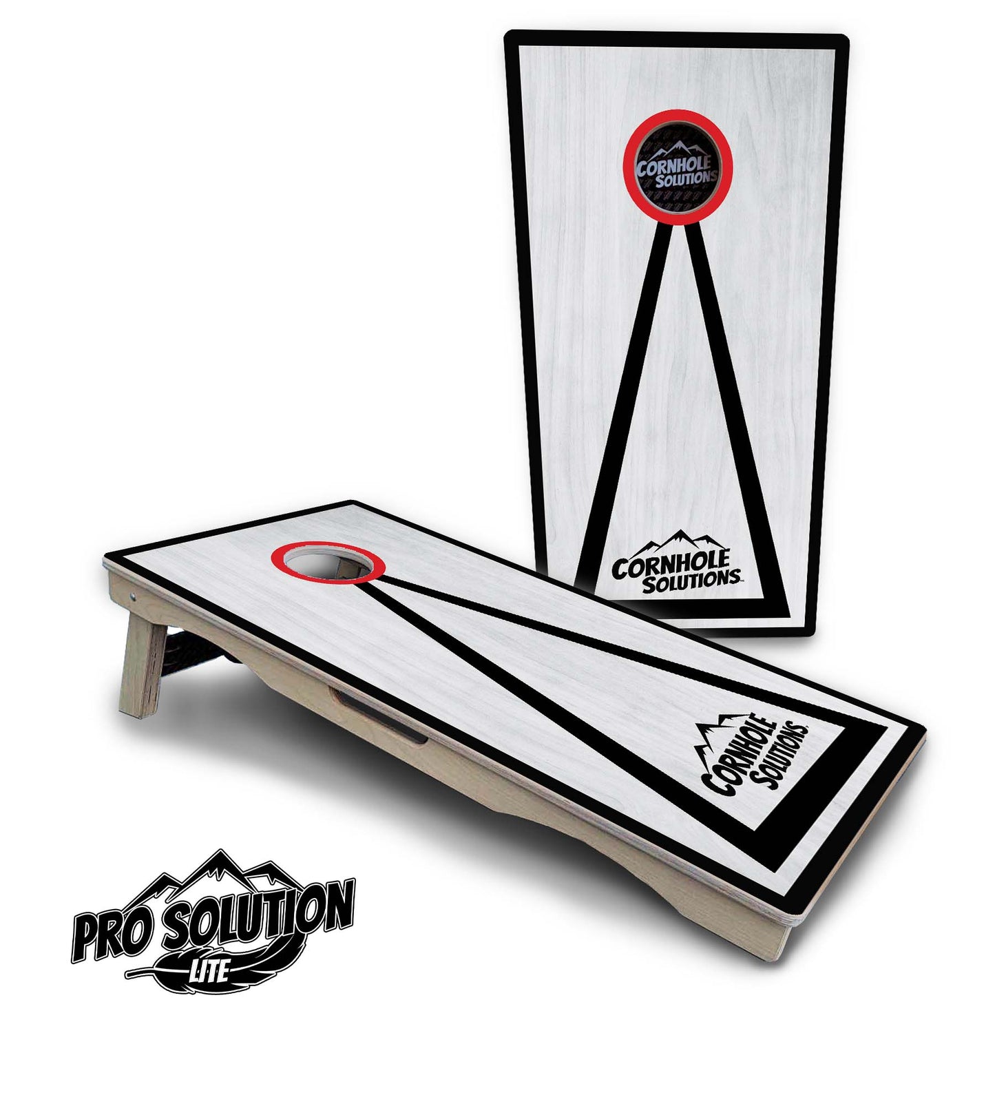 Red/Black Hole Ring Grey Wash Cornhole Boards - Pro Solution Lite Series