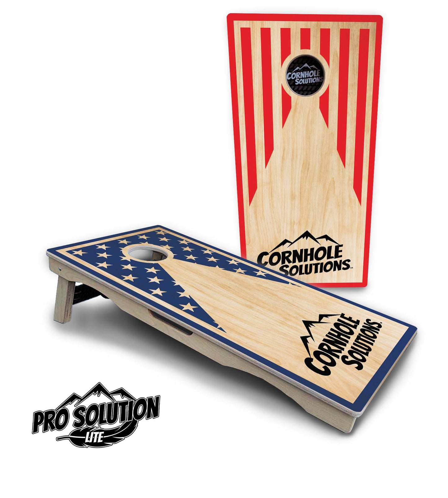 Stars & Stripes Keyhole CS Logo Cornhole Boards - Pro Solution Lite Series