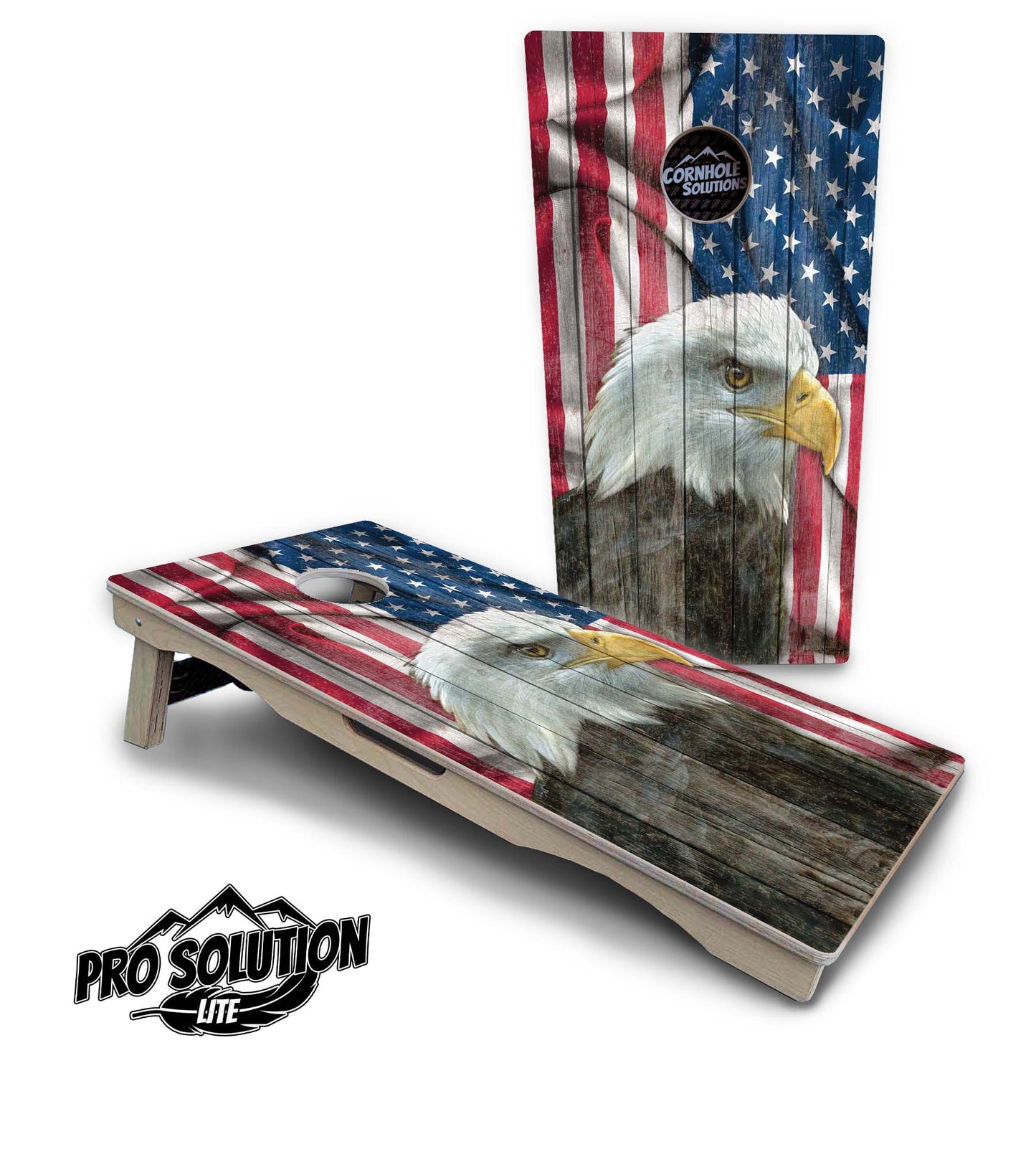 Faded Eagle Flag Cornhole Boards - Pro Solution Lite Series
