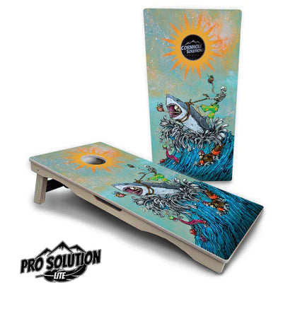 PRO Solution Lite Cornhole Boards - Great White Wave