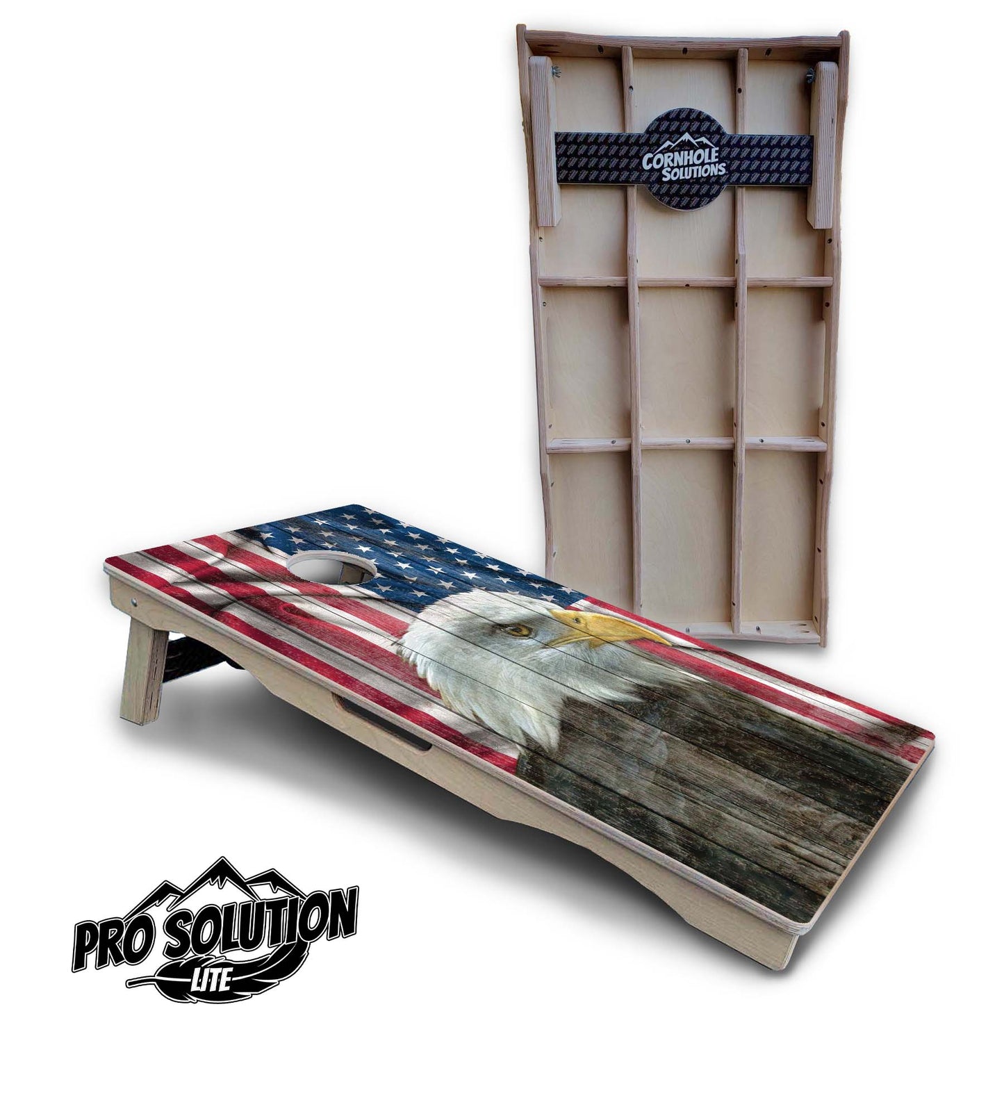 Faded Eagle Flag Cornhole Boards - Pro Solution Lite Series