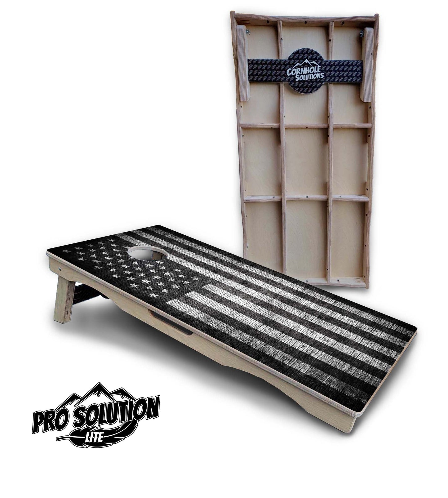 Monochrome Flag Cornhole Boards - Pro Solution Lite Series
