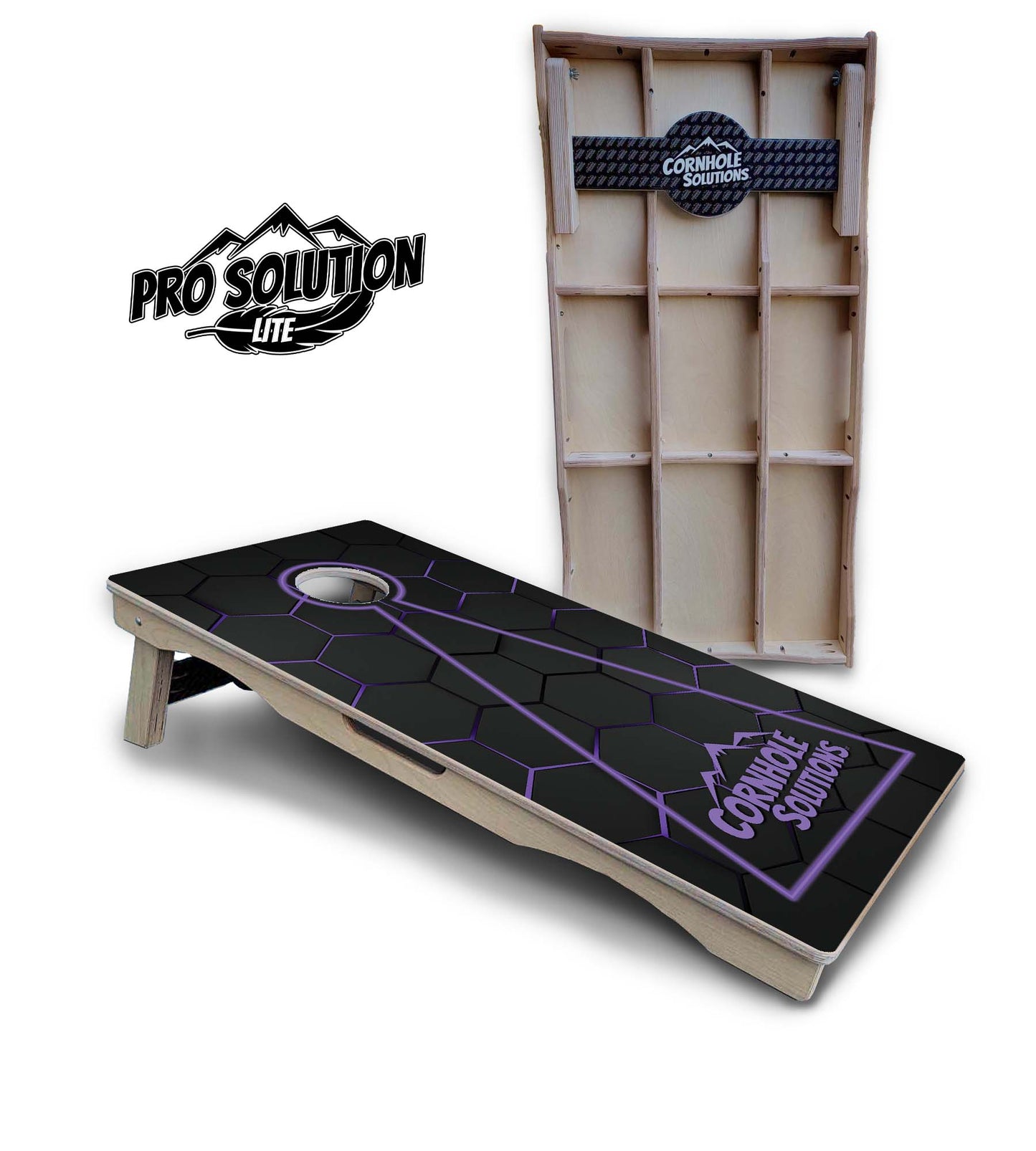 Glow Hole Black Cornhole Boards - Pro Solution Lite Series