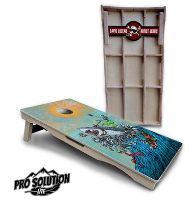 PRO Solution Lite Cornhole Boards - Great White Wave