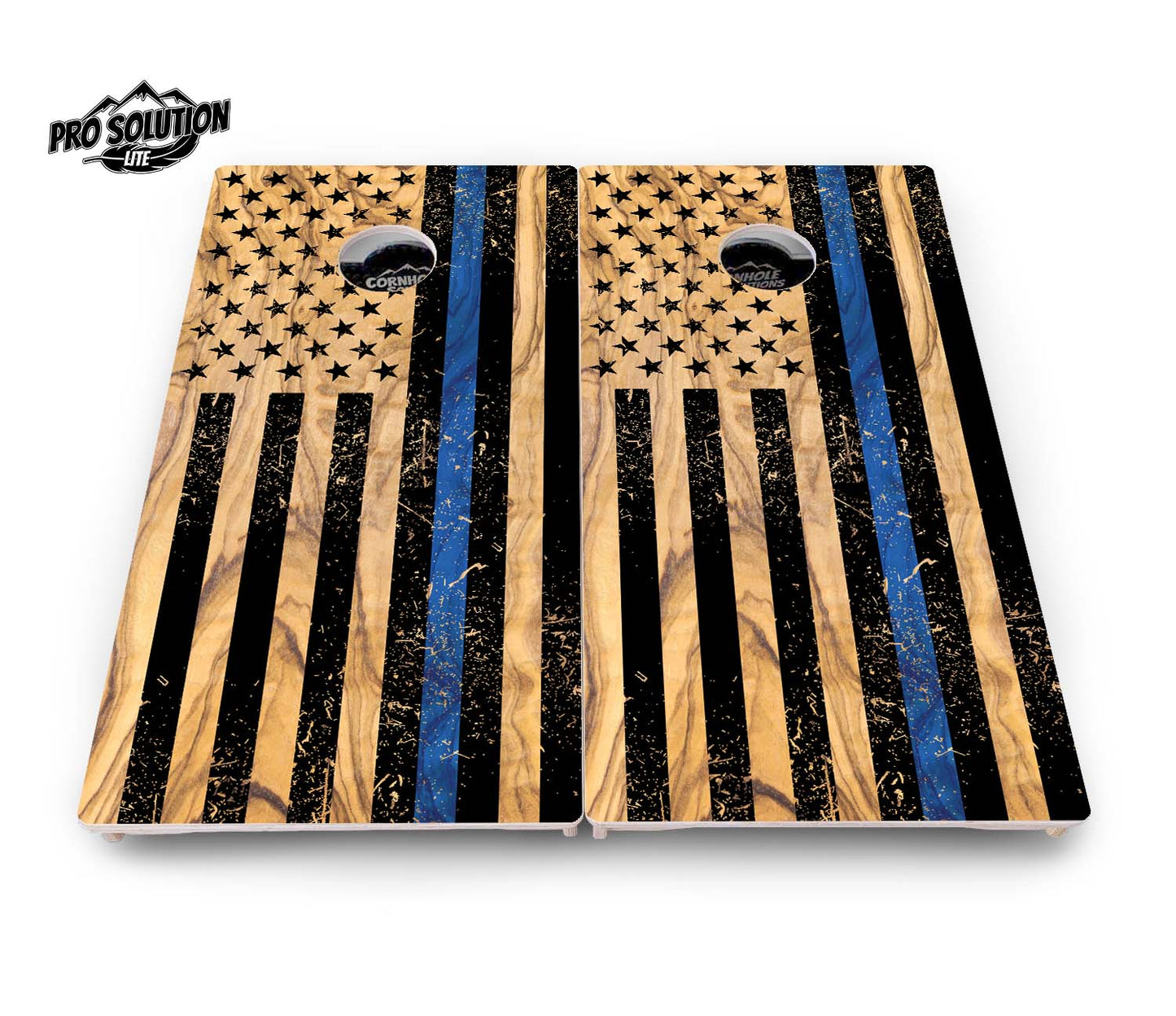 Light Wood Flag Cornhole Boards - Pro Solution Lite Series