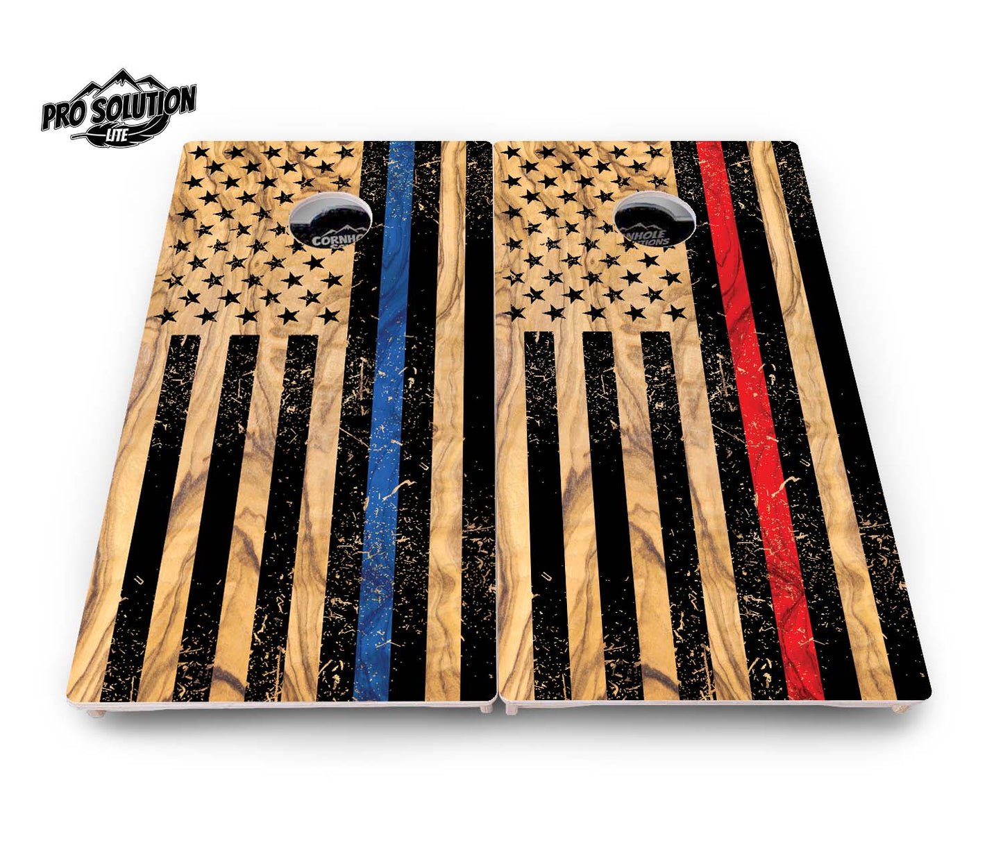 Light Wood Flag Cornhole Boards - Pro Solution Lite Series