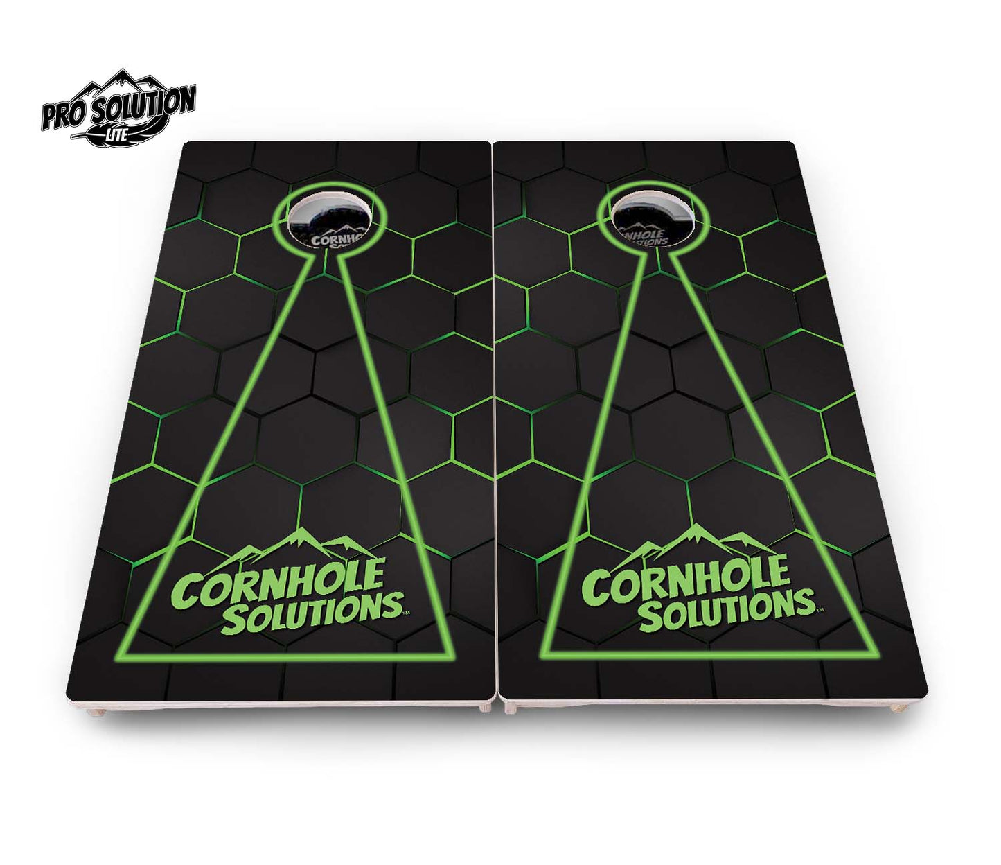 Glow Hole Black Cornhole Boards - Pro Solution Lite Series