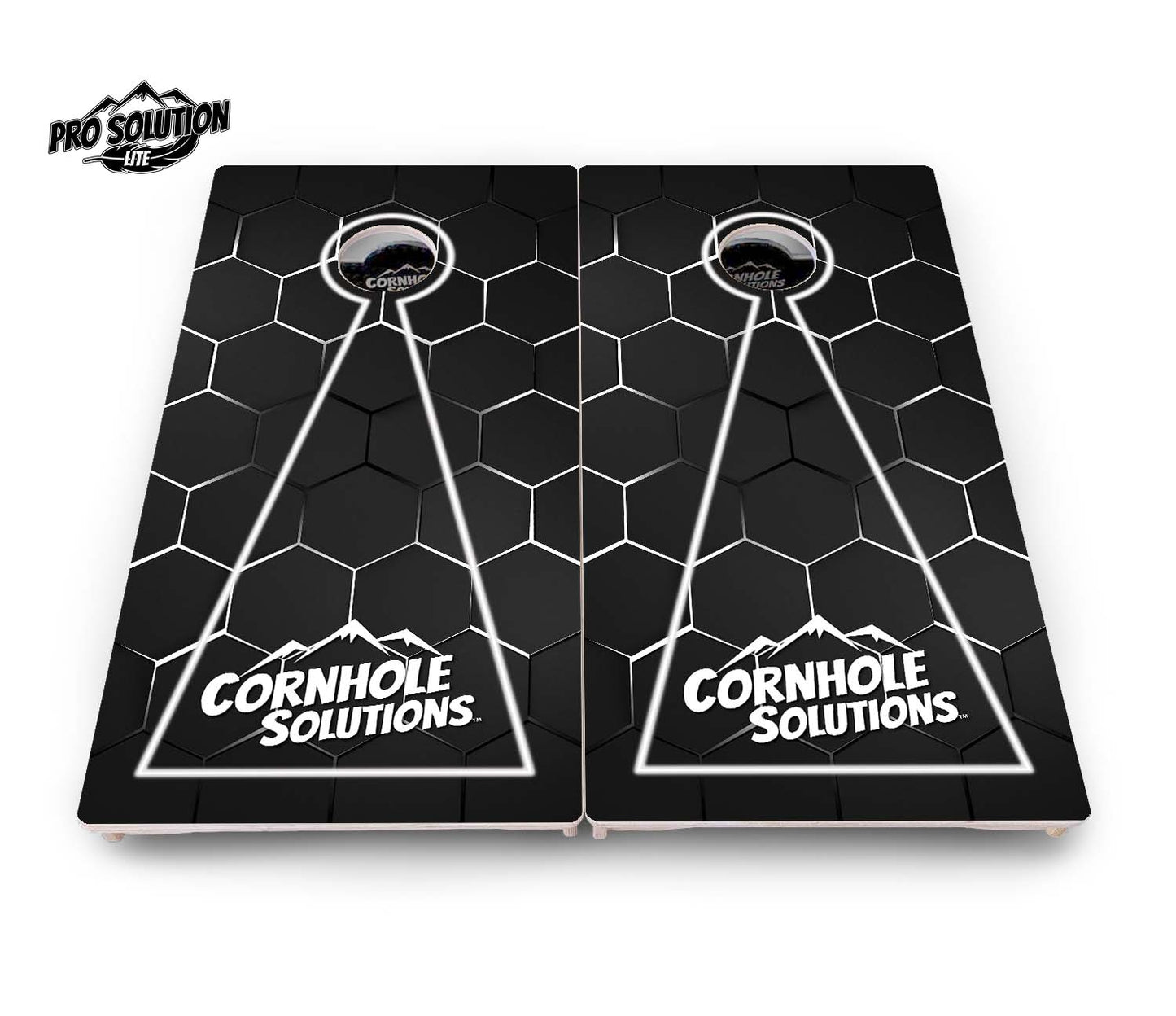 Glow Hole Black Cornhole Boards - Pro Solution Lite Series