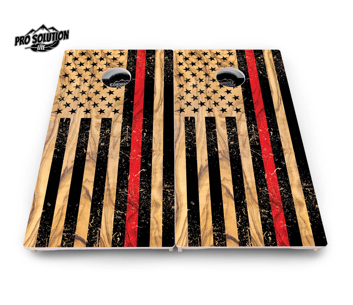 Light Wood Flag Cornhole Boards - Pro Solution Lite Series