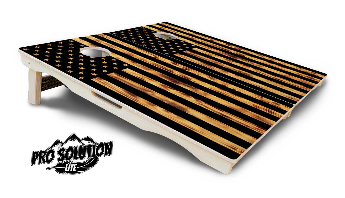 Burnt Flag Cornhole Boards - Pro Solution Lite Series