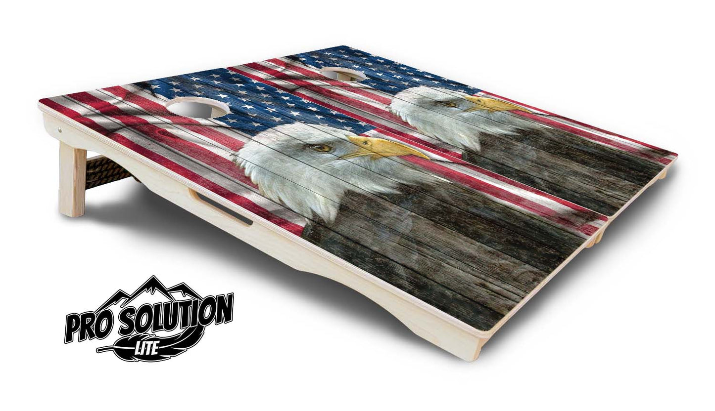 Faded Eagle Flag Cornhole Boards - Pro Solution Lite Series