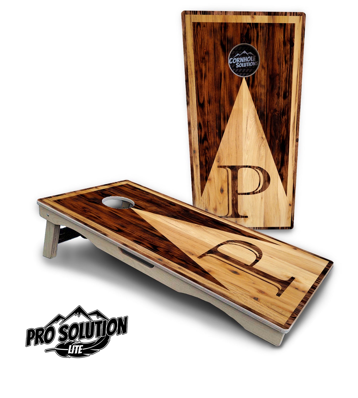 Wooden Triangle Letter Cornhole Boards - Pro Solution Lite Series