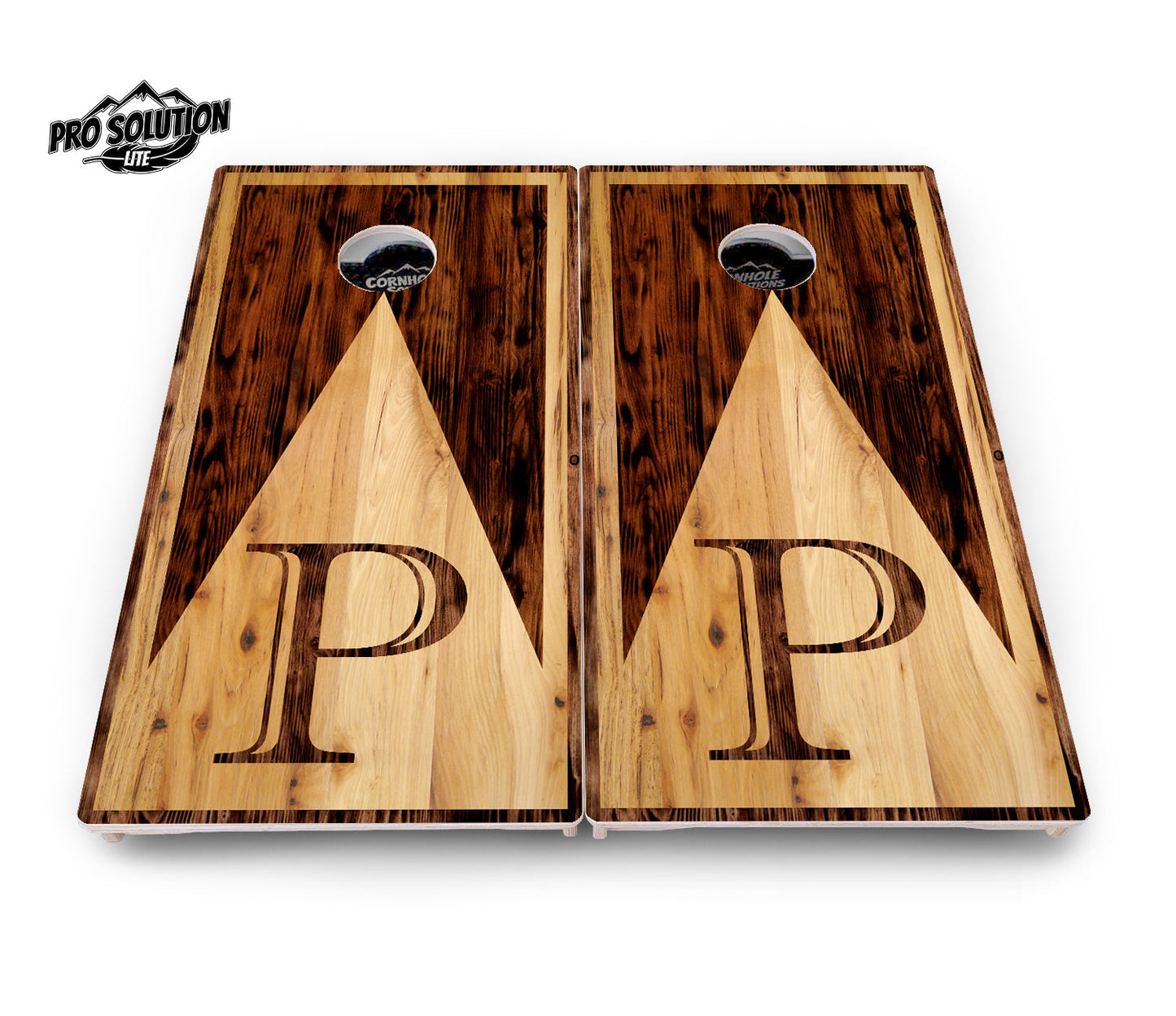 Wooden Triangle Letter Cornhole Boards - Pro Solution Lite Series