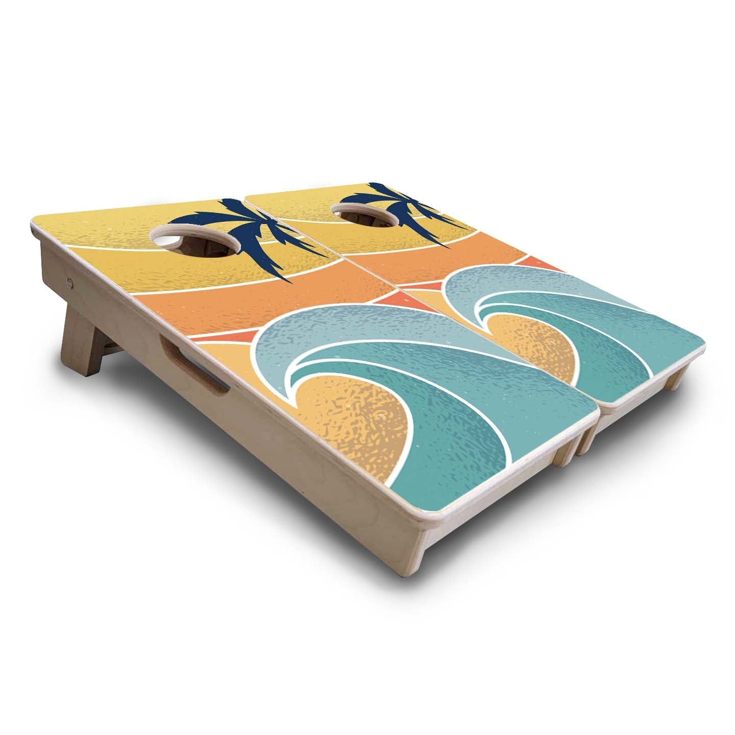 Retro Beach - Mini or Vacation Size Cornhole Boards