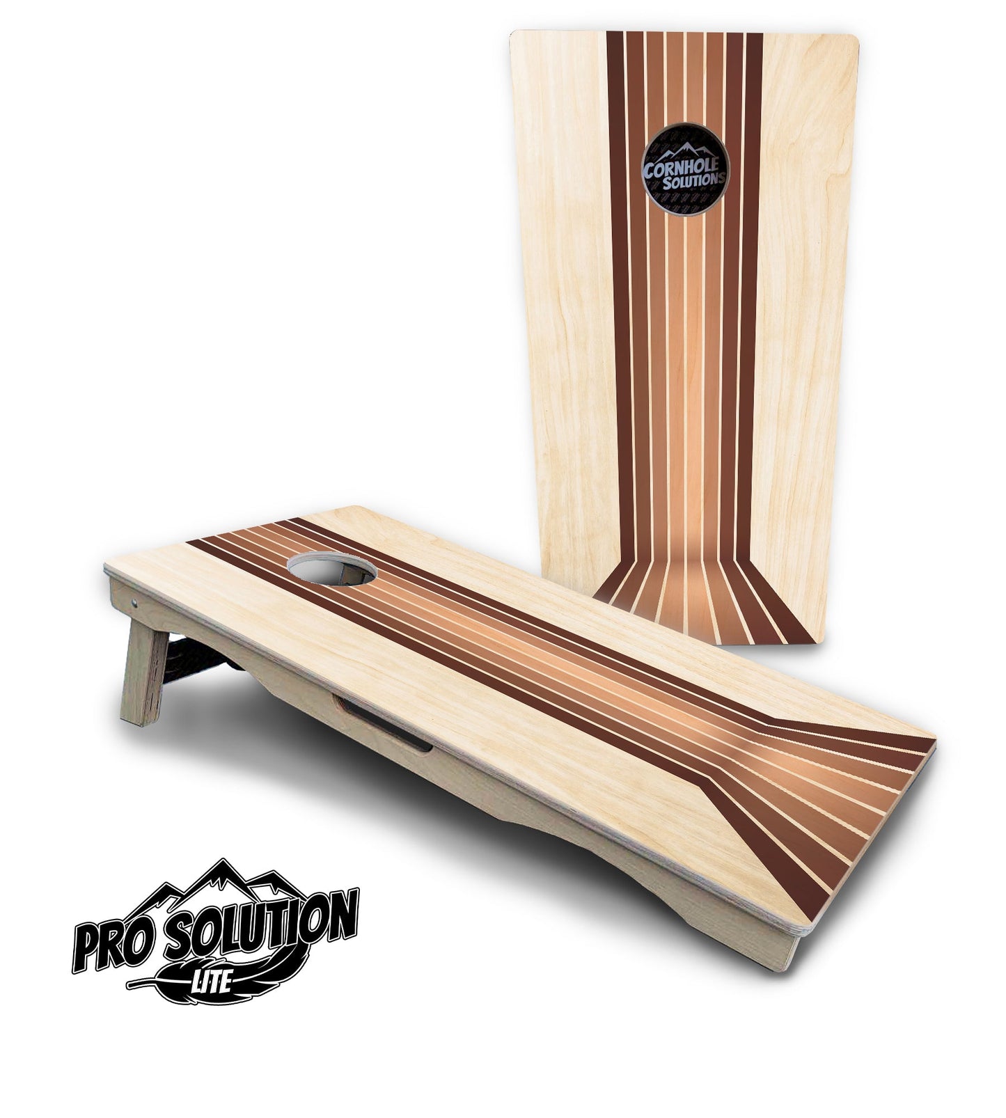 Retro Wood Lines Cornhole Boards - Pro Solution Lite Series