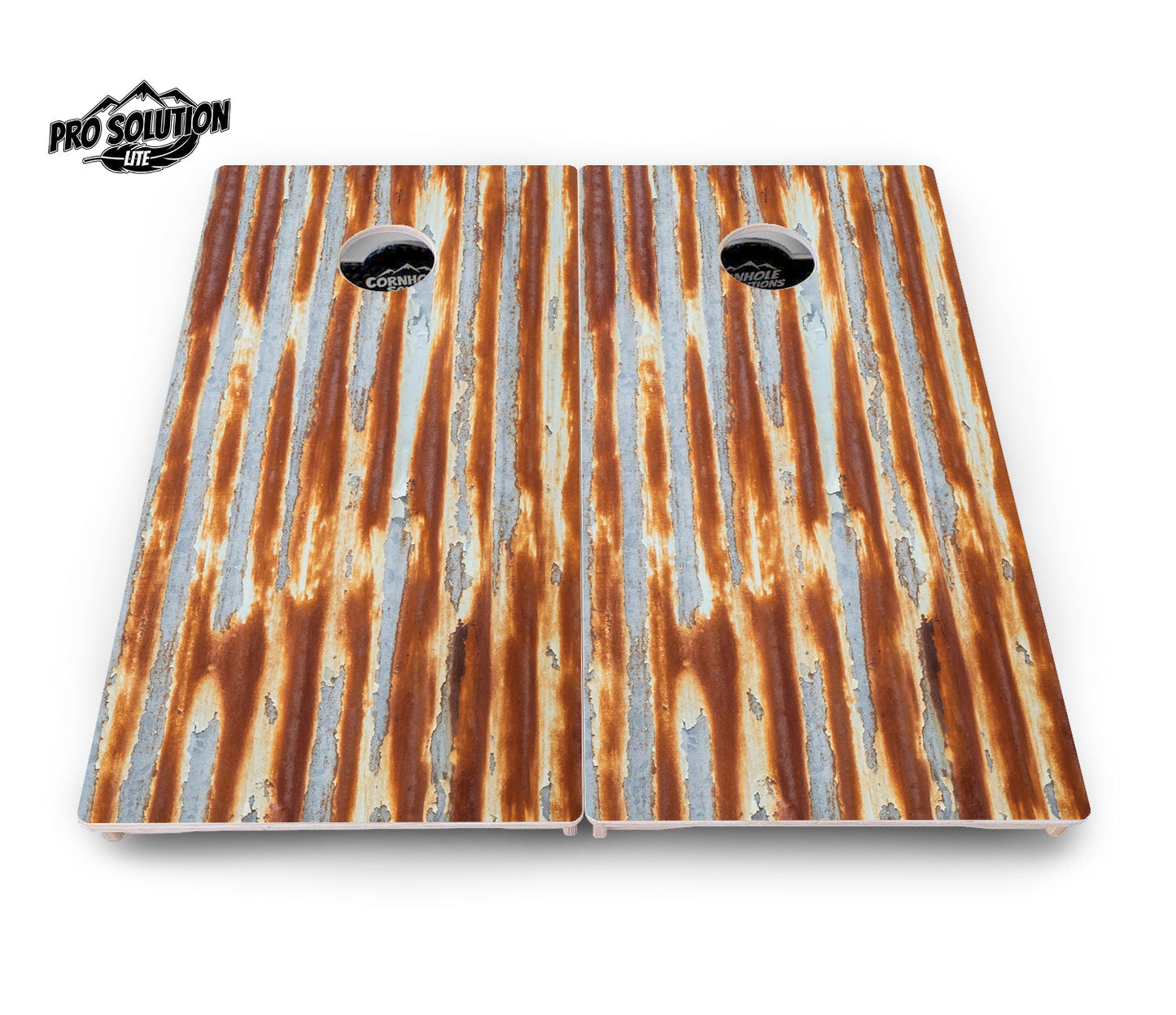 Rustic Rusted Roof Cornhole Boards - Pro Solution Lite Series