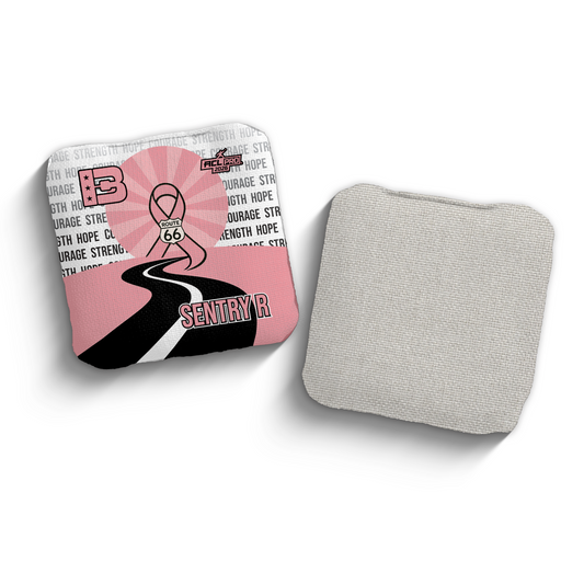 2026 Brotherhood Cornhole Sentry Route 66 Breast Cancer Awareness Collaboration ACL Pro Stamped Cornhole Bags