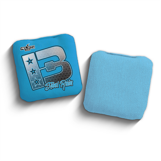 2026 Brotherhood Cornhole Steel Rain Blue Hex Edition ACL Comp Stamped Cornhole Bags