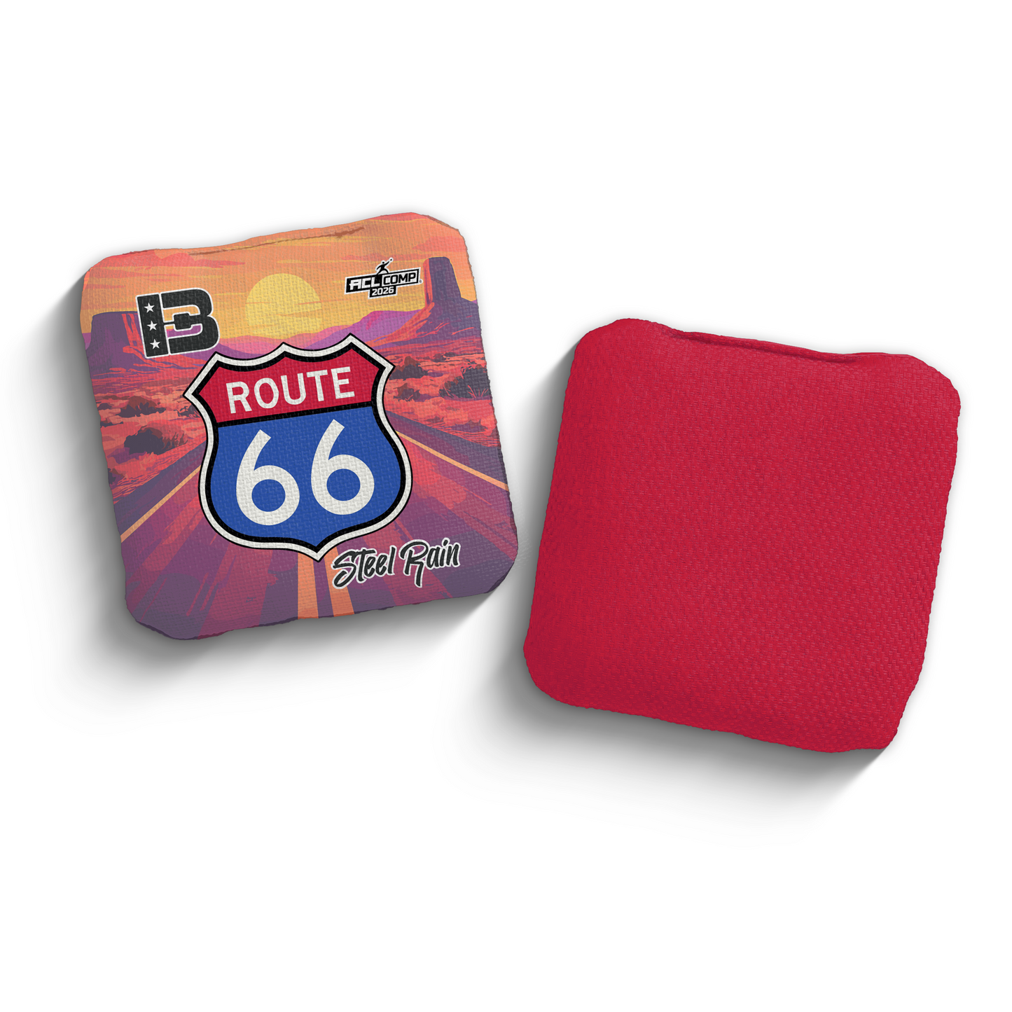 2026 Brotherhood Cornhole Steel Rain Route 66 Collaboration ACL Pro Stamped Cornhole Bags