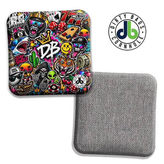BG Sticker Bomb Black cornhole bags
