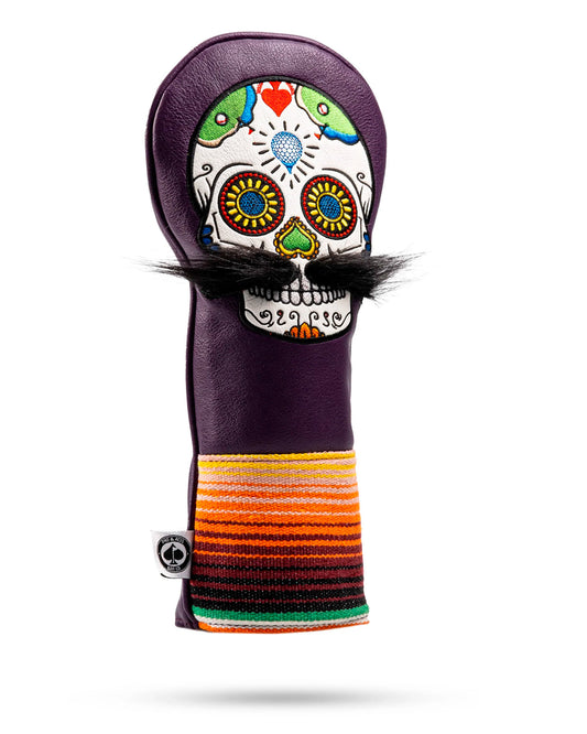Mustache Sugar Skull - Fairway Cover Purple