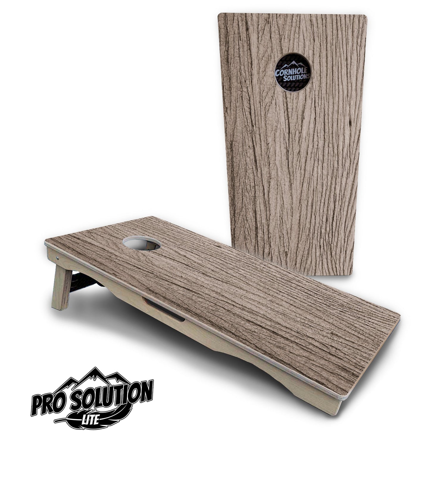 Tan Grey Wood Cornhole Boards - Pro Solution Lite Series
