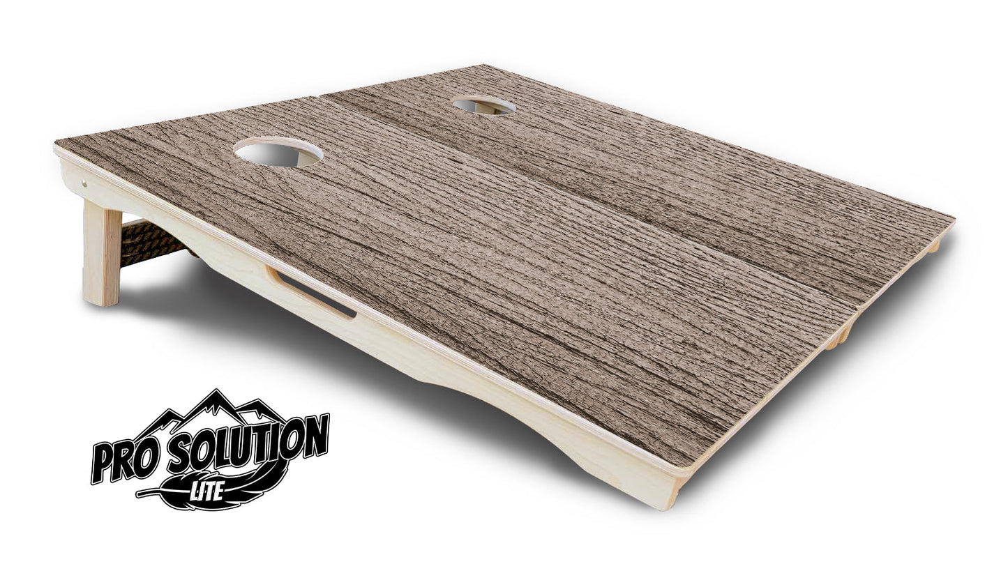 Tan Grey Wood Cornhole Boards - Pro Solution Lite Series