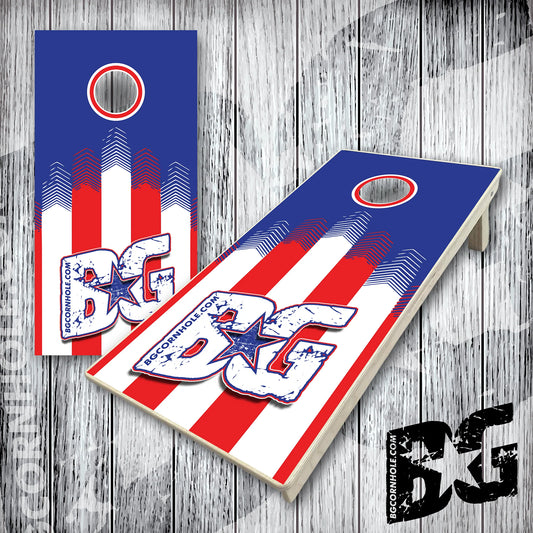 BG Cornhole Boards - Red White and Blue Arrows