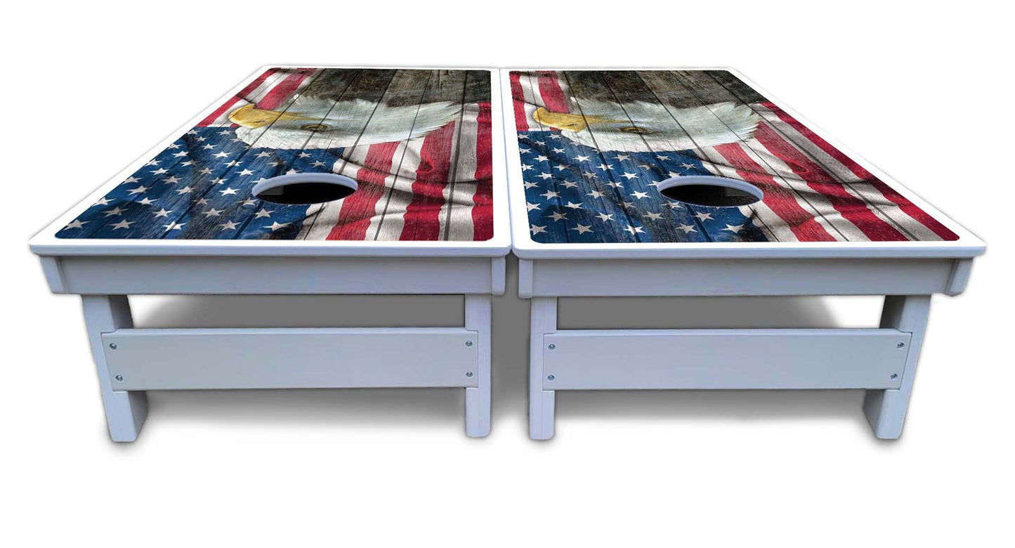 Faded Eagle Flag Cornhole Boards - All Weather Series