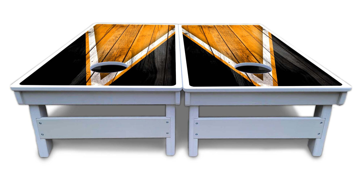 Orange/Black Triangle Cornhole Boards - All Weather Series