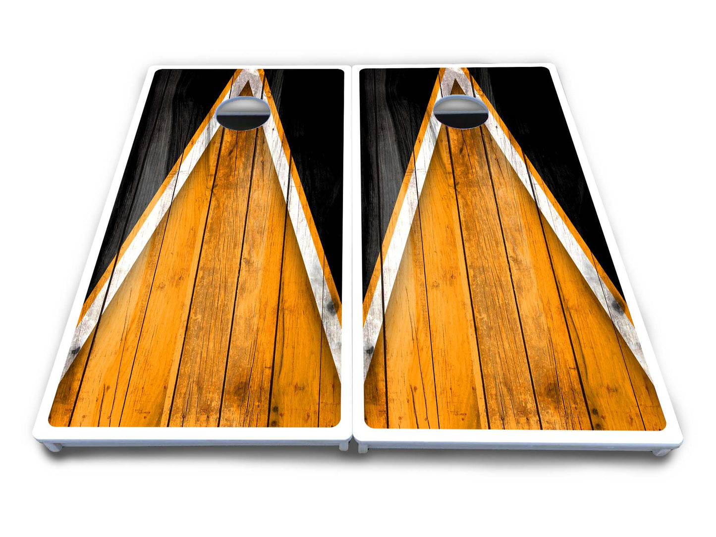 Orange/Black Triangle Cornhole Boards - All Weather Series