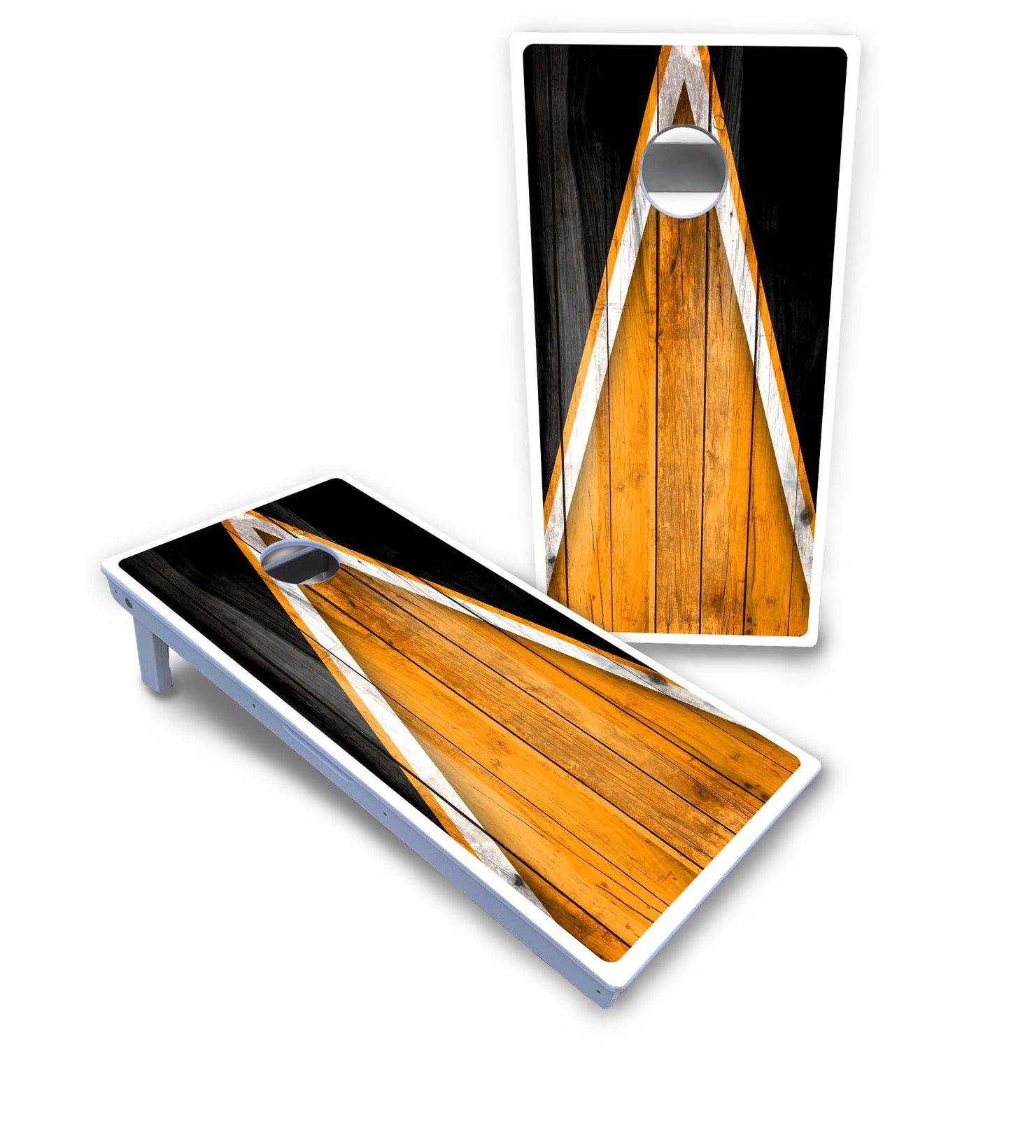 Orange/Black Triangle Cornhole Boards - All Weather Series