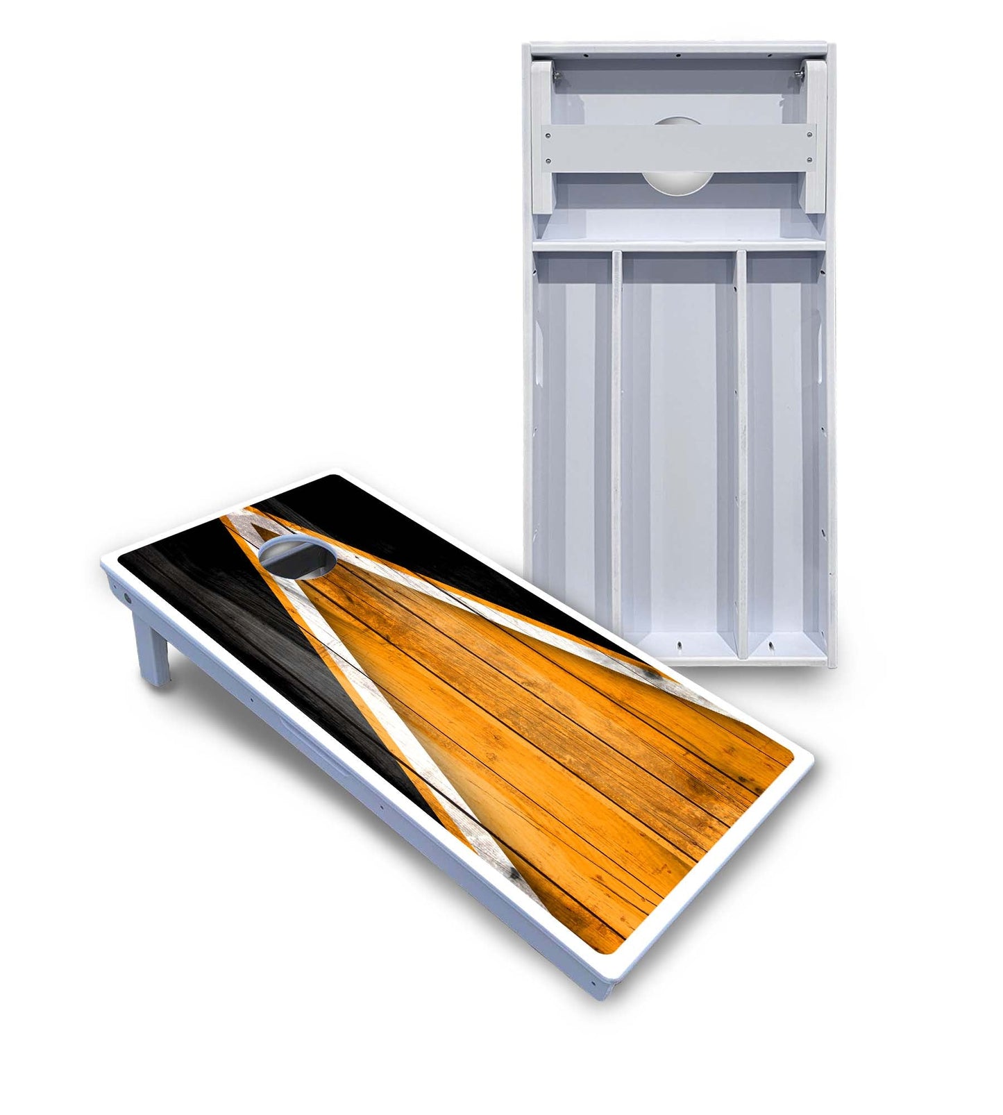 Orange/Black Triangle Cornhole Boards - All Weather Series