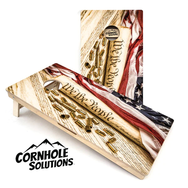 Quick Ship Cornhole Boards - We The People Design