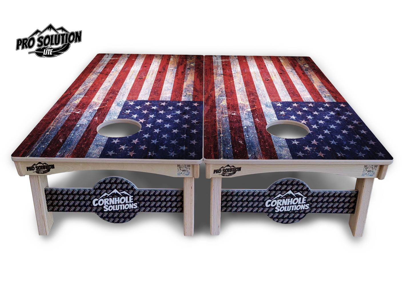 Weathered Flag Cornhole Boards - Pro Solution Lite Series