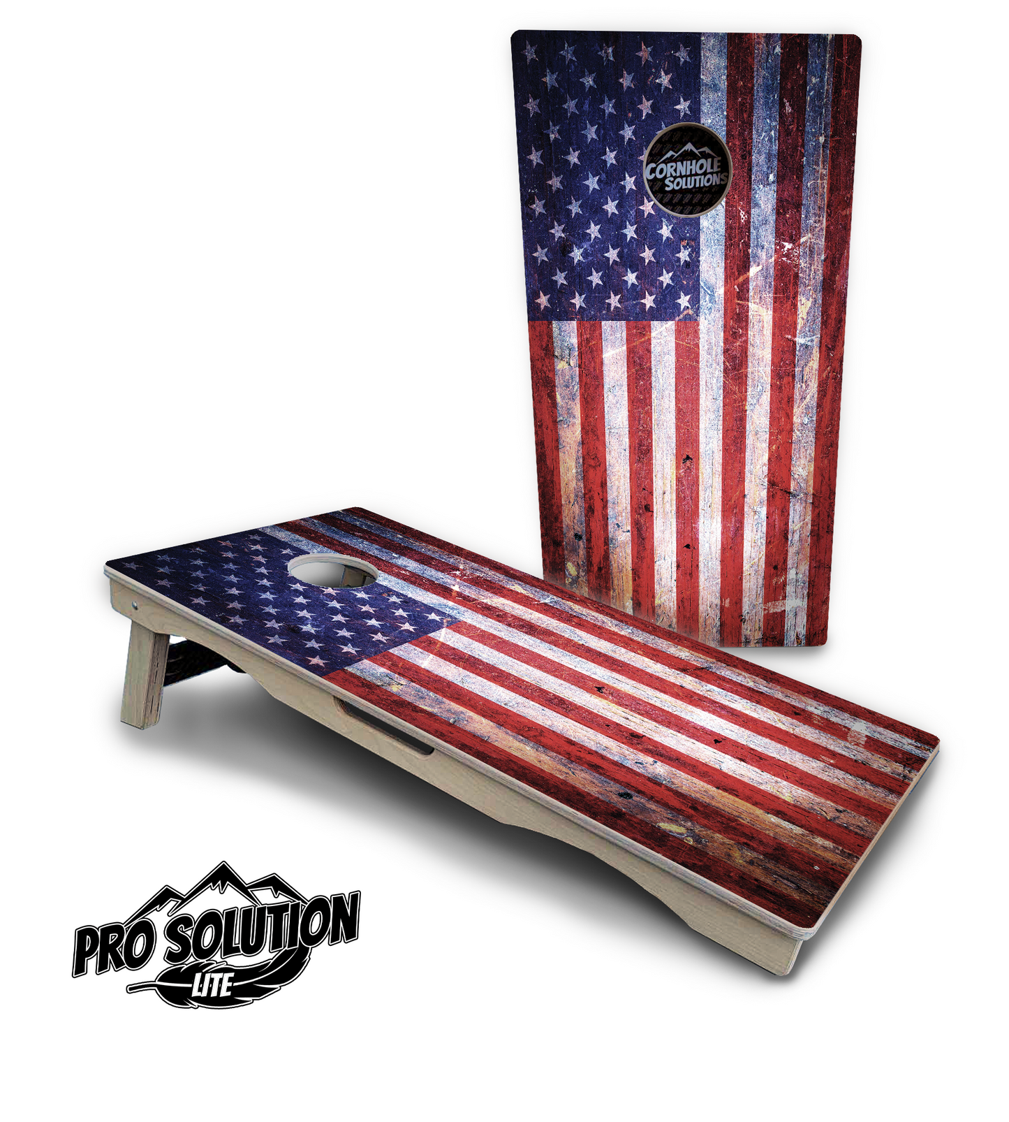 Weathered Flag Cornhole Boards - Pro Solution Lite Series