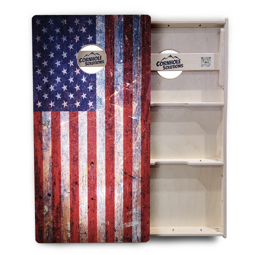 Weathered Flag Cornhole Boards - Professional Tournament Series