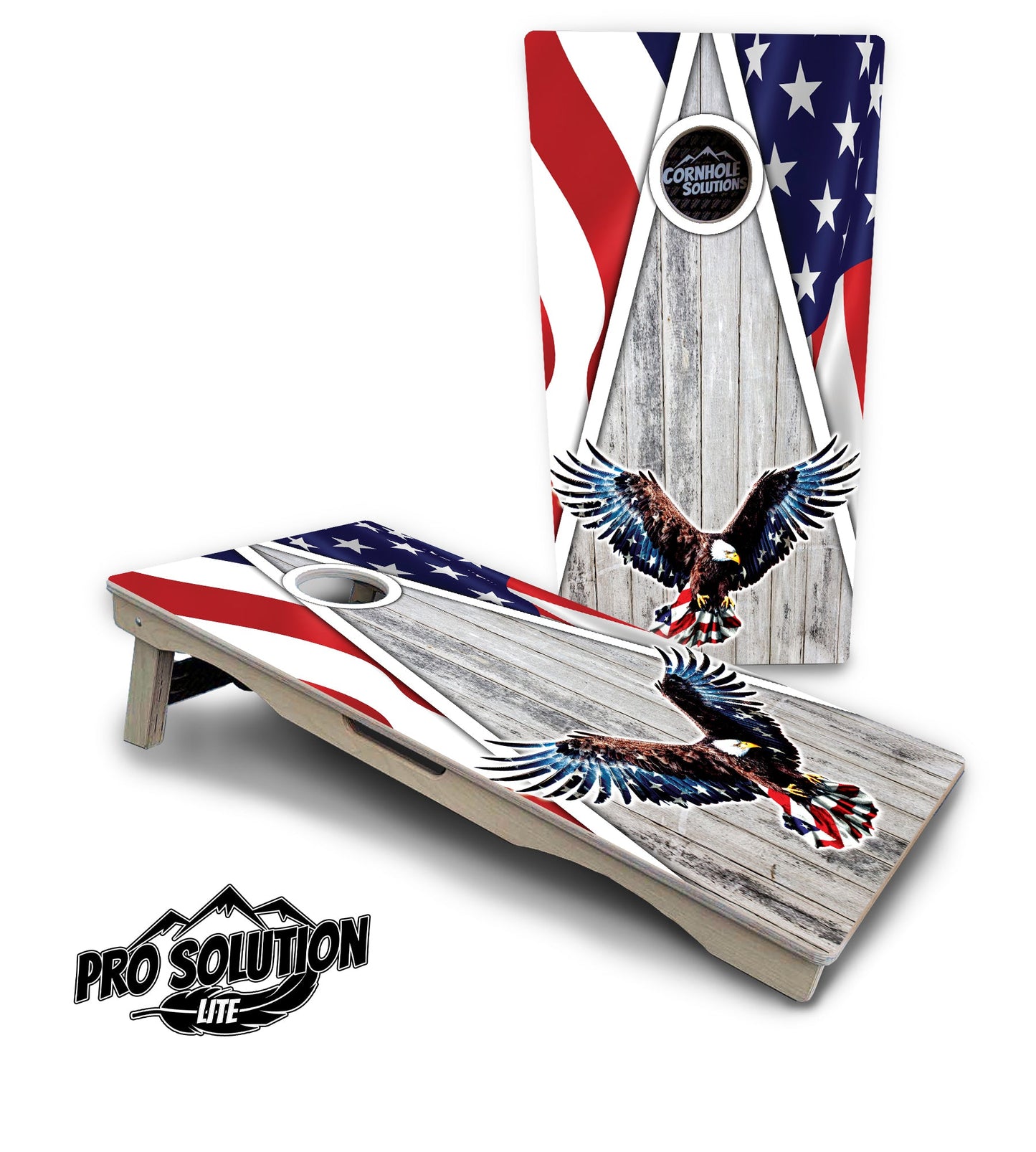Eagle Triangle Whitewash Cornhole Boards - Pro Solution Lite Series
