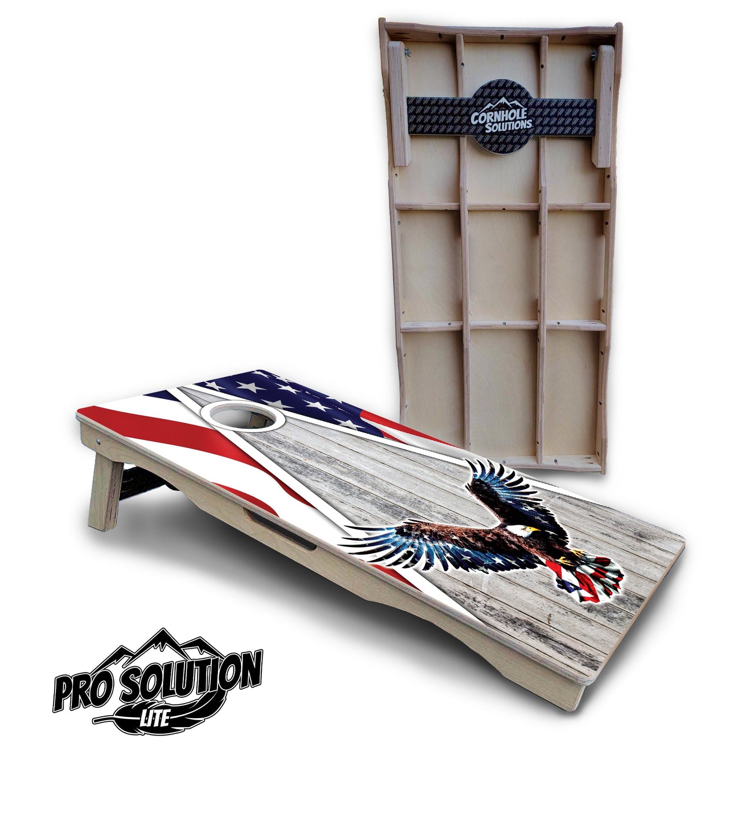 Eagle Triangle Whitewash Cornhole Boards - Pro Solution Lite Series