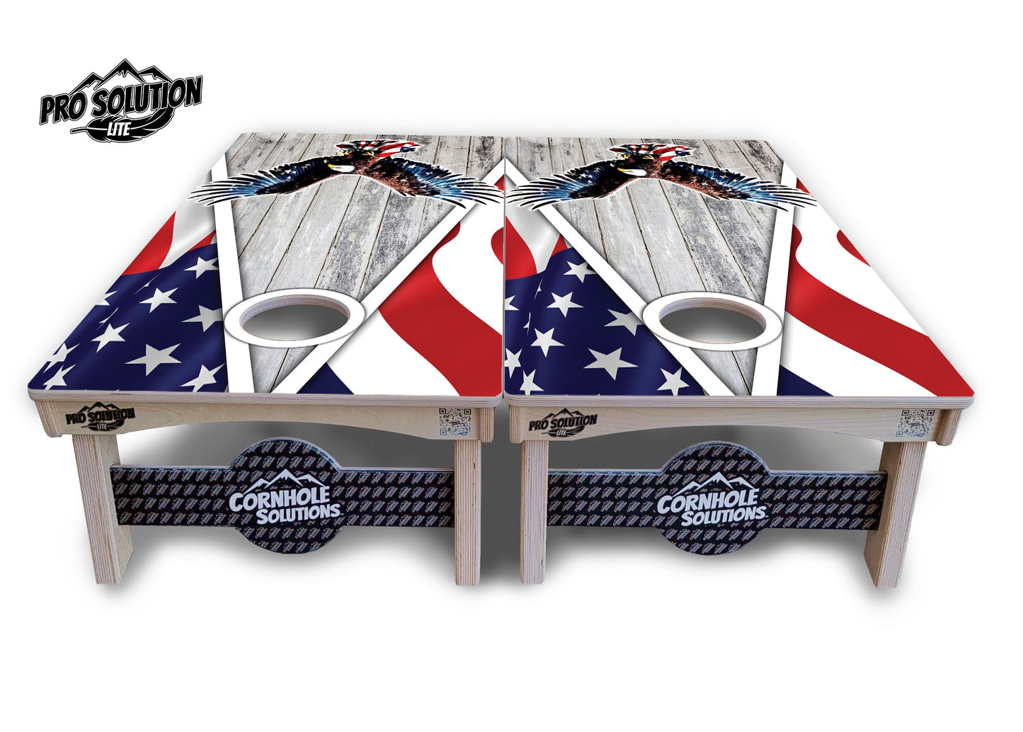 Eagle Triangle Whitewash Cornhole Boards - Pro Solution Lite Series