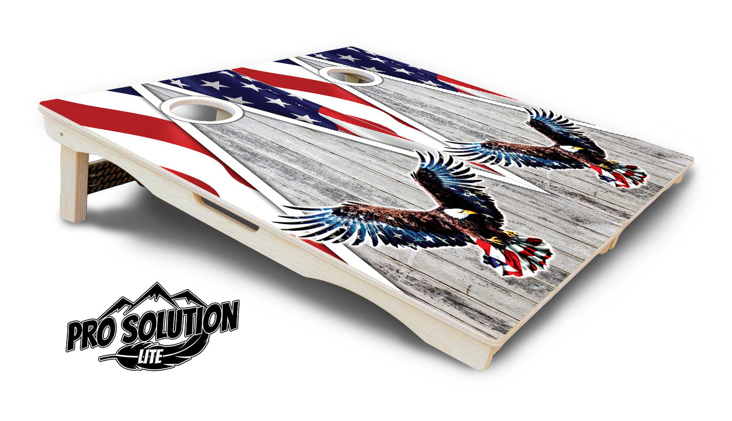 Eagle Triangle Whitewash Cornhole Boards - Pro Solution Lite Series