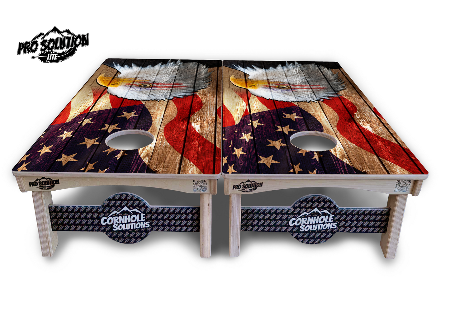 Wooden Eagle Flag Cornhole Boards - Pro Solution Lite Series