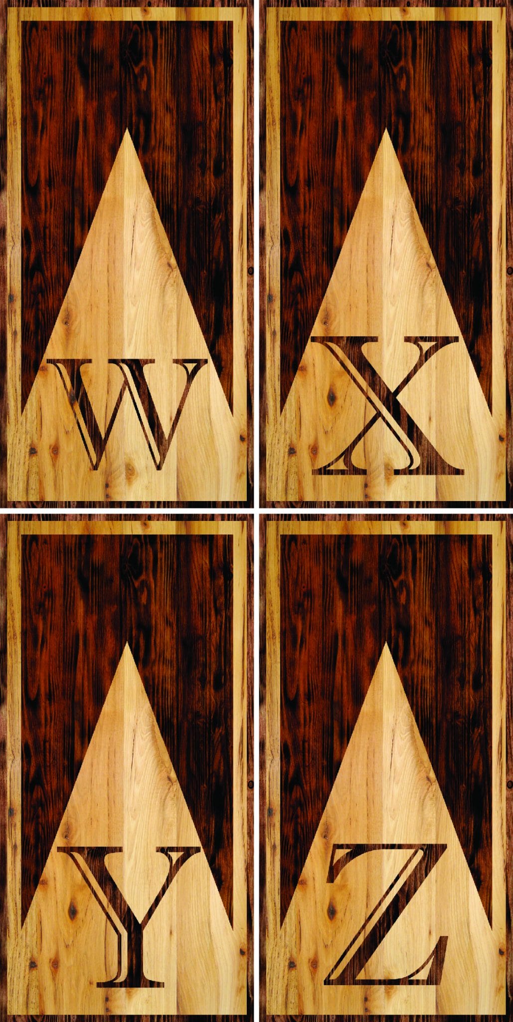 Two-Tone Woodgrain Letter Cornhole Boards – Tournament Series