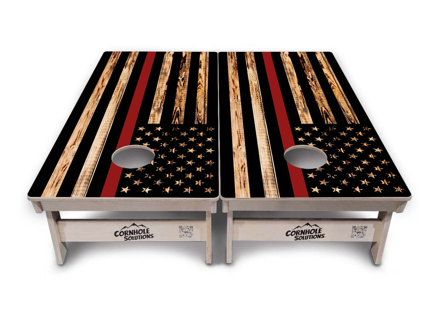 Blue & Red Line Burnt Flag Cornhole Boards - Professional Tournament Series