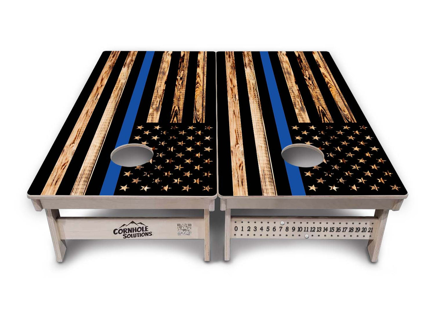 Blue & Red Line Burnt Flag Cornhole Boards - Professional Tournament Series