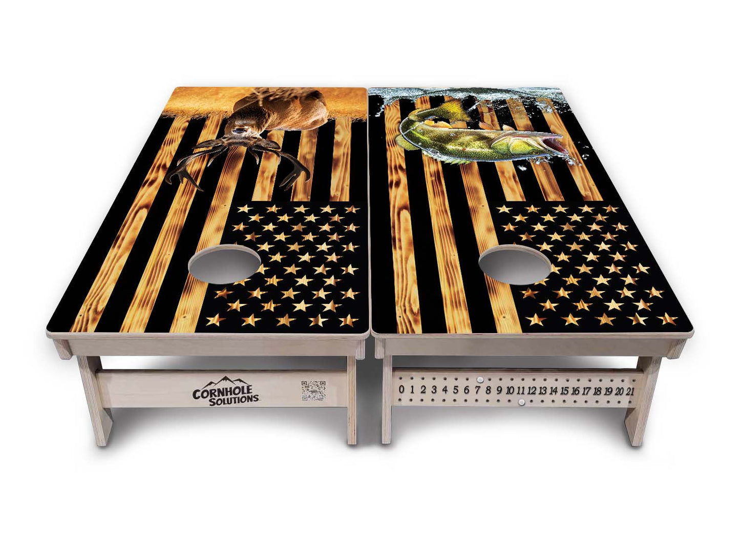 Colorful Deer & Fish Cornhole Boards - Professional Tournament Series