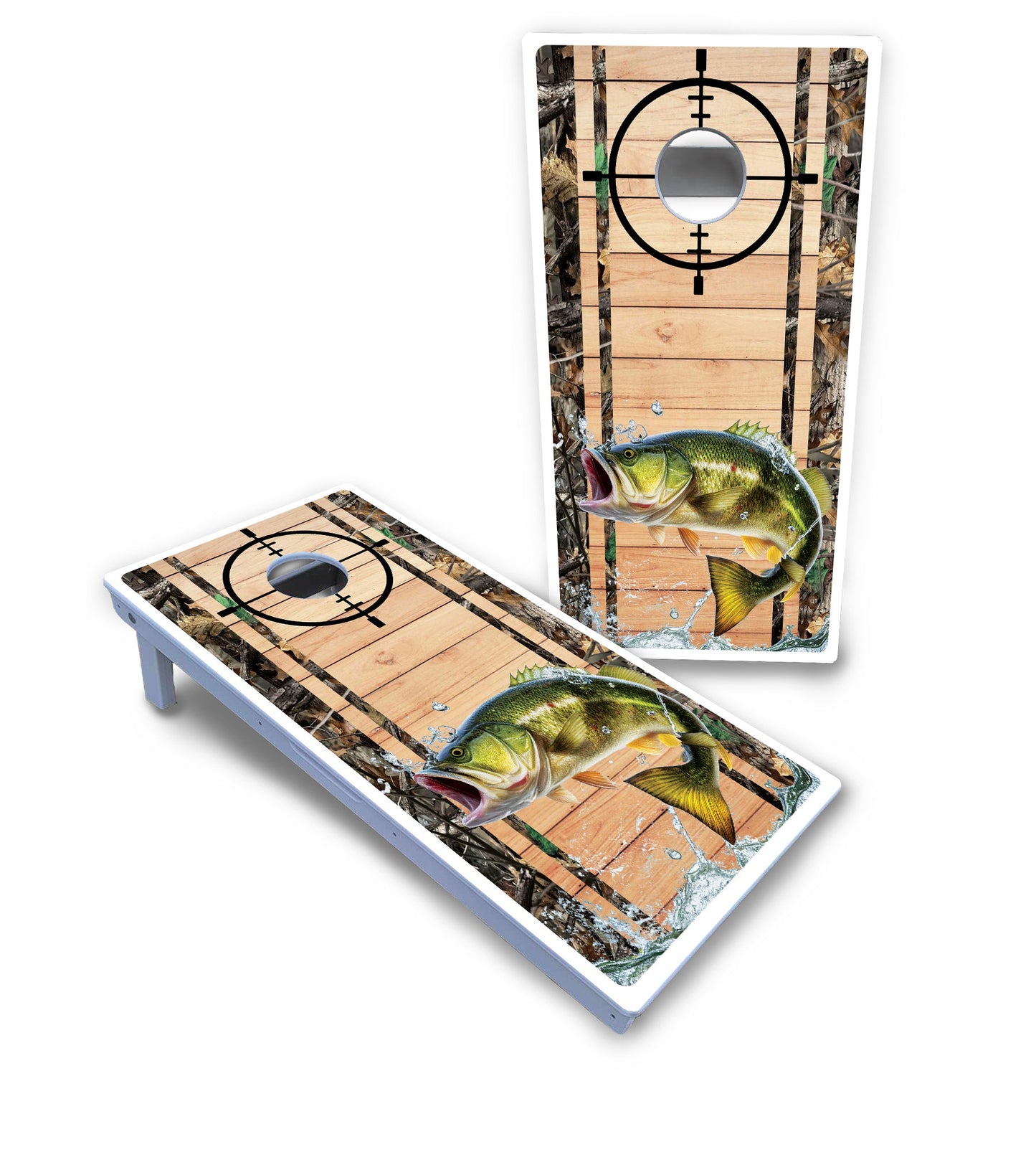 Scope Deer & Fish Plank Cornhole Boards - All Weather Series
